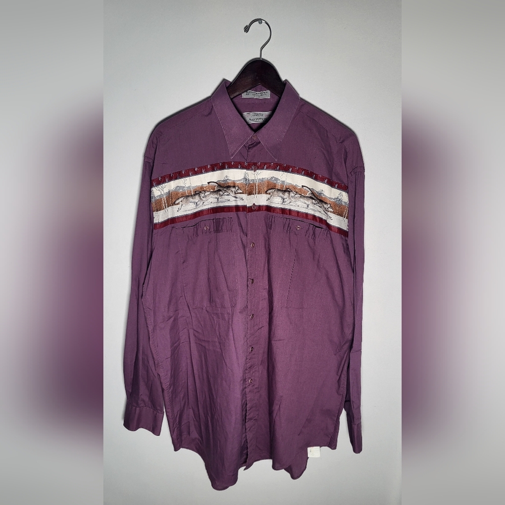 👕🌶 Vintage Arrow Perception "Wolves" Button Up Longsleeve Shirt